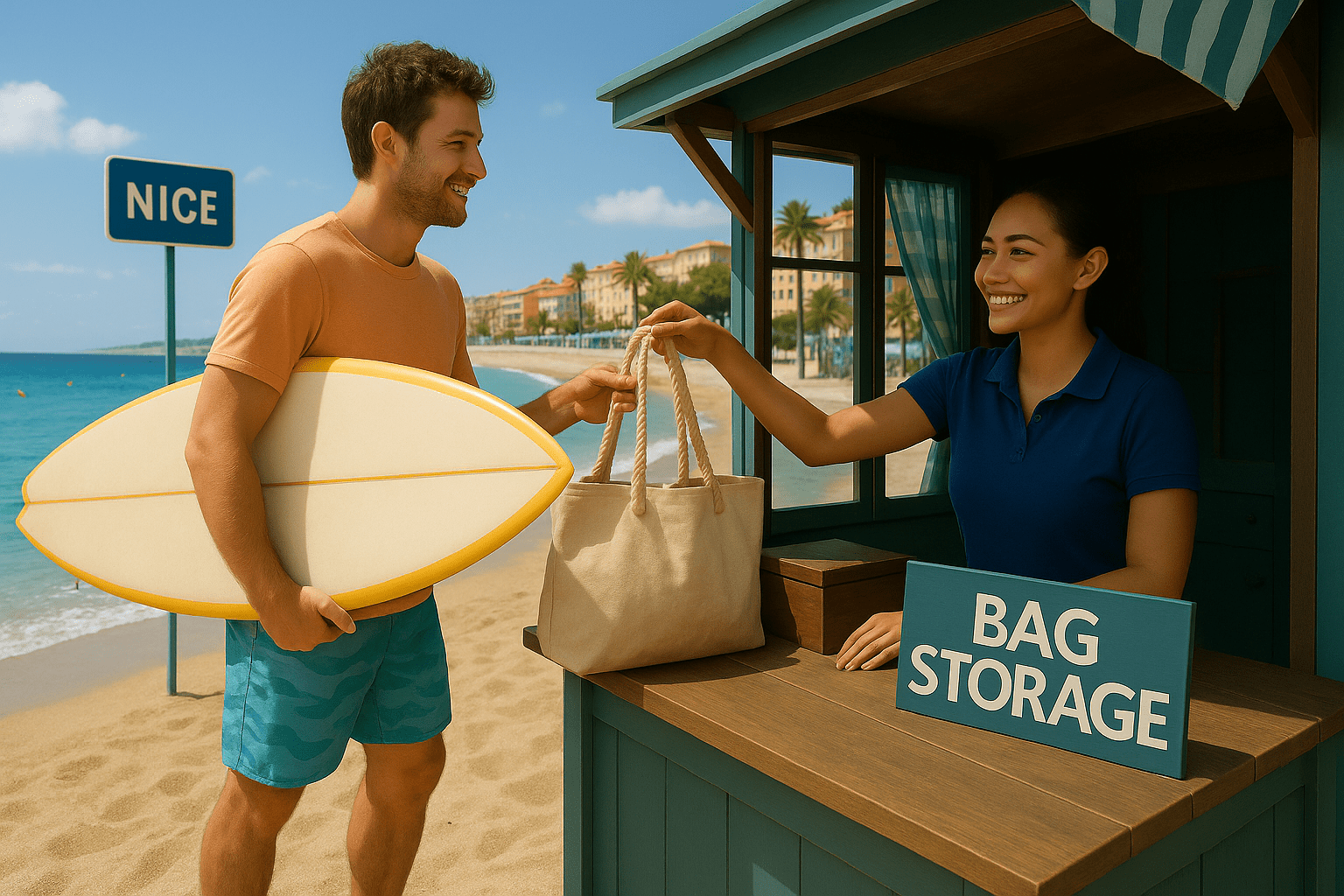 Store your surfboard, bags, and beach gear at this sunny storage shack in Nice and enjoy the Mediterranean coast without carrying extra items.