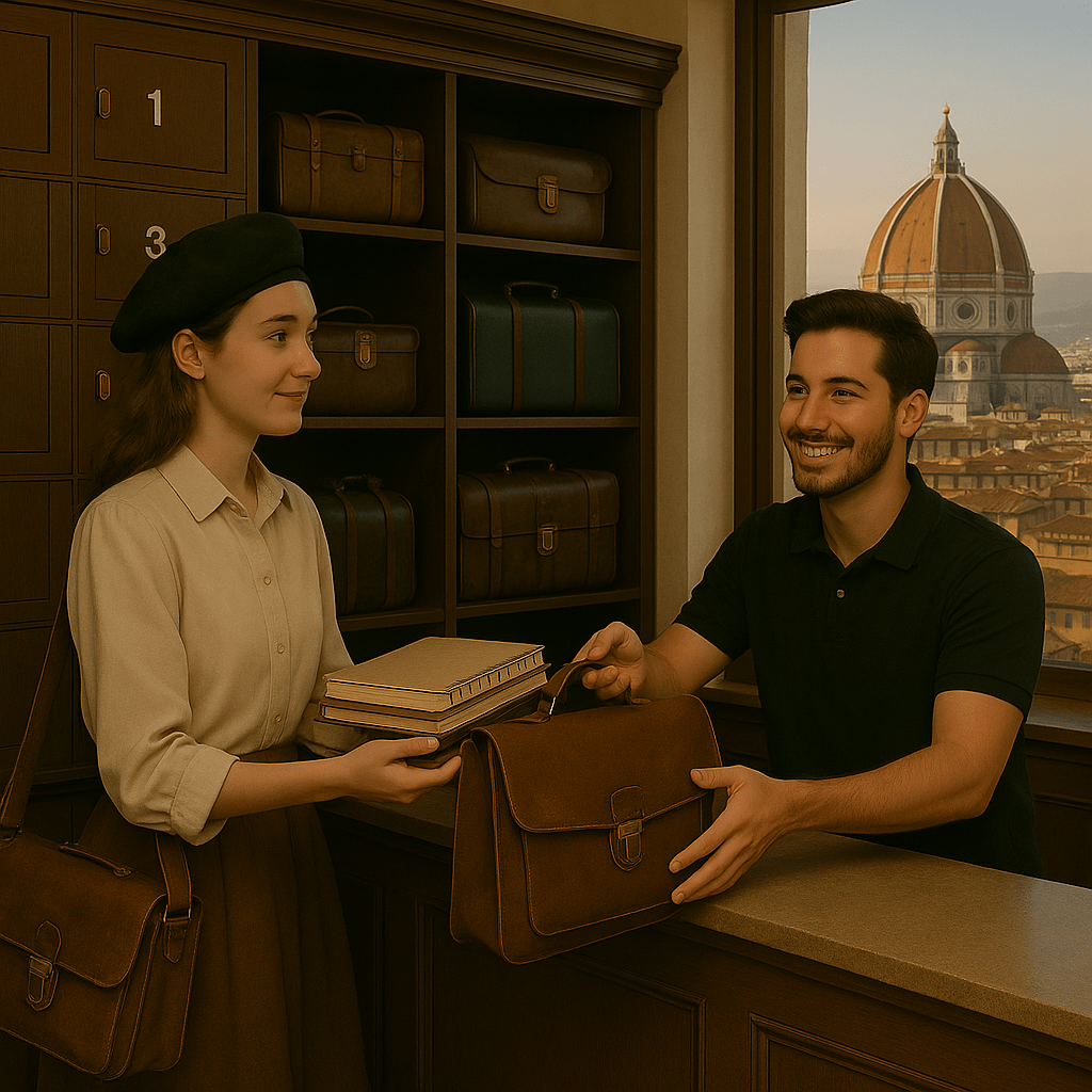 Store your belongings securely at a Renaissance-style storage shop in Florence and enjoy the city’s artistic charm with views of the iconic Duomo.