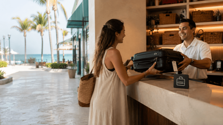 Secure luggage storage near Playa del Carmen ferry and beach